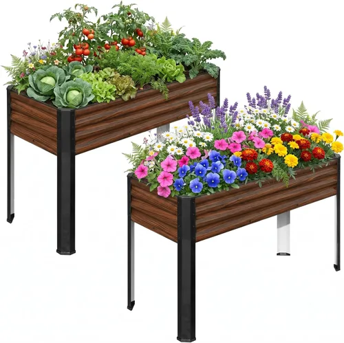 Vista 9 de SnugNiture Cama de jardín elevada con patas, 48 x 18 x 32 pulgadas, maceta elevada de metal para exteriores, patio trasero, balcón