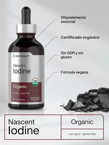 Vista 4 de Horbäach Yodo naciente 325mcg 4oz Suplemento líquido orgánico