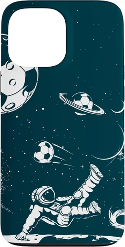 Vista 23 de Funda para iPhone 16 para teléfono de fútbol, amante del fútbol, jugador de fútbol espacial, funda de astronauta