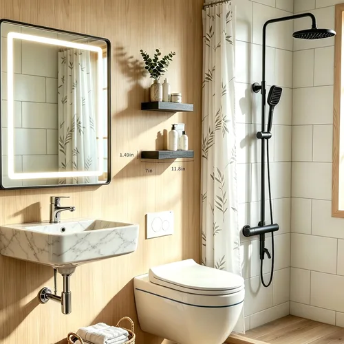 Vista 2 de Estantes flotantes de baño para pared, estantes de baño sobre el inodoro, estantes de pared y estante para libros, estante colgante, estantes