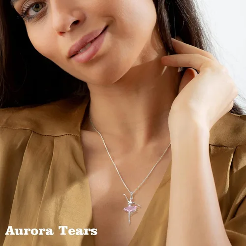 Vista 3 de Aurora Tears Collar de bailarina pequeña bailarina, bailarina, ballerina, regalo de recital de ballerina, plata de ley 925, colgante de baile
