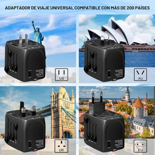Vista 5 de Convertidor de viaje convertidor de voltaje convertidor de voltaje que reduce 220 voltios a 110 voltios para su uso en más de 200 países, incluidos
