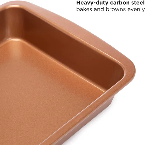 Vista 5 de Ecolution Juego de 4 utensilios antiadherentes para horno tostador, acero al carbono, fácil de limpiar y perfecto para porciones individuales, cobre