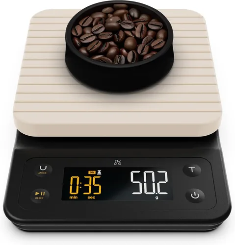 Vista 6 de Greater Goods Hervidor eléctrico de cuello de cisne y báscula de café, diseñada en San Luis, blanco abedul