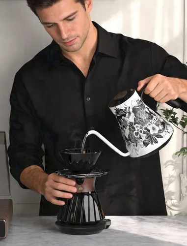 Vista 2 de Cocinare Hervidor eléctrico de cuello de cisne, control preciso de temperatura de ±0.5 °F, calentamiento rápido de 1500 W, café y té, acero Blossom