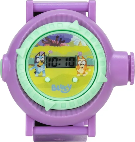 Vista 7 de Bluey - Reloj de proyección para niños con pantalla LCD, 10 divertidas imágenes azules, proyector iluminado, correa de plástico ajustable