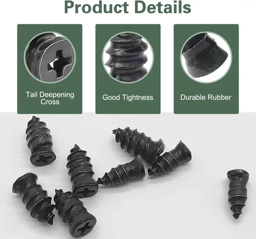Vista 3 de 30 clavos de goma para reparación de neumáticos, kit de tornillos de reparación de tapones de neumáticos al vacío, herramienta de reparación rápida
