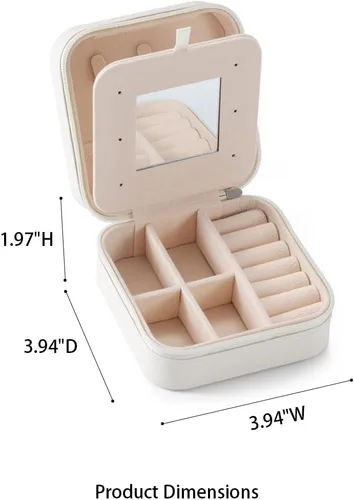 Vista 6 de Paquete de 4 cajas blancas de joyería de viaje, caja de joyería portátil para llevar, organizador de joyas de viaje, soporte portátil