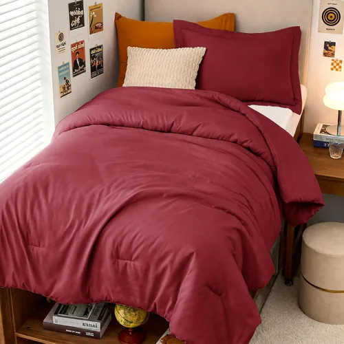 Vista 63 de MUXHOMO Juego de edredón beige tamaño individual/individual XL, ropa de cama alternativa ultrasuave para todas las estaciones. El juego de cama