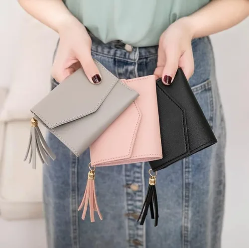 Vista 6 de Cartera con tarjetero RFID para mujer, billetera delgada, plegable, multitarjeta, con cremallera, monedero, Rosa., Compacto