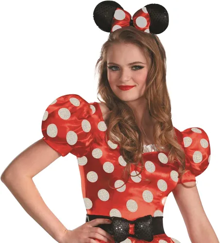 Vista 3 de Disney Disfraz clásico de Minnie Mouse rojo para mujer Grande 12-14