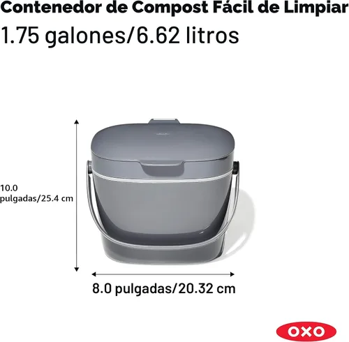 Vista 2 de OXO Good Grips - Contenedor de compost fácil de limpiar, carbón (1,75 galones)