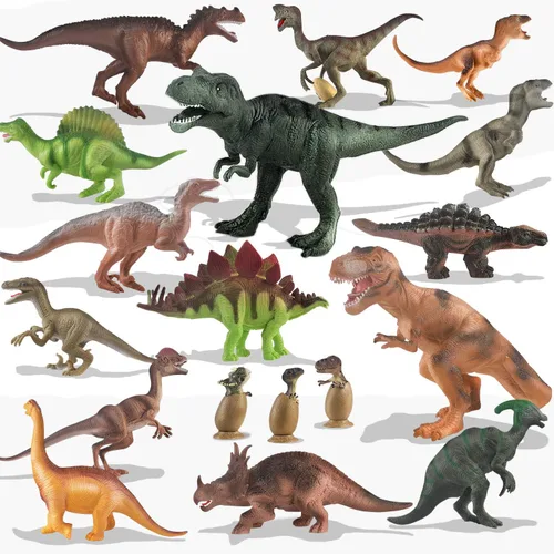 Vista 4 de Juguetes de Dinosaurio para Niños Pequeños y Niños de 3-5 5-7 - Figuras de Dinosaurio Paquete de 20 Piezas con Libro Educativo, Juguete para Niños
