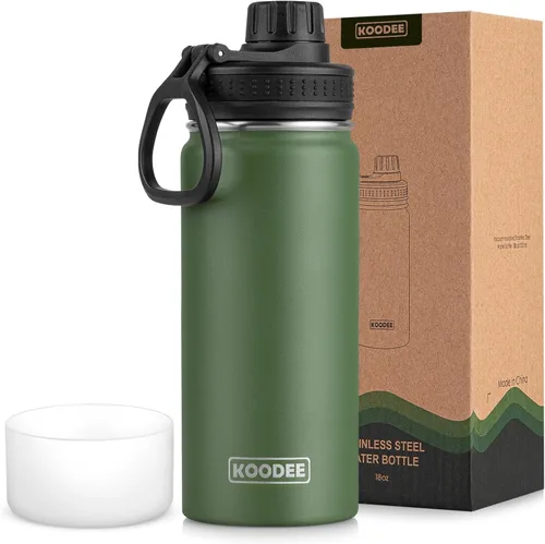 Vista 53 de koodee Botella de agua para niños, botella de agua de acero inoxidable de 12 onzas con aislamiento al vacío para la escuela, botella de agua de boca