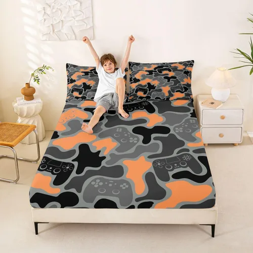 Vista 56 de Erosebridal Camouflage Sheets for Boys Girls Game Console Fitted Sheet,3D Gamer Controller Kids Bedding Sets Army Camo Bed Sets Twin 2 Piece Army