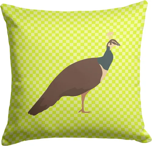 Vista 241 de Caroline's Treasures BB8163PW1414 Beltsville - Almohada decorativa de tela a cuadros pequeños, color blanco, pavo y gallina azul, lavable a máquina