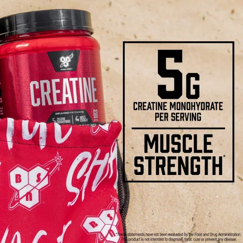 Vista 3 de BSN Creatina Micronizada Monohidrato en Polvo, Polvo de Creatina Sin Sabor, Micronizada, Apoya la Construcción Muscular, Apoya la Fuerza Muscular
