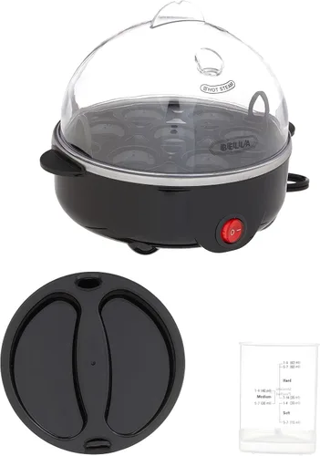 Vista 5 de Olla de huevos BELLA, hervidor rápido y escalfador, preparación de comidas esencial, tamaño familiar: prepara hasta 7 huevos grandes hervidos, tapa
