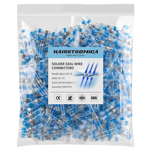 Vista 13 de haisstronica 50 conectores de alambre con sello de soldadura, impermeables, termorretráctiles, terminales para embarcaciones, electricidad