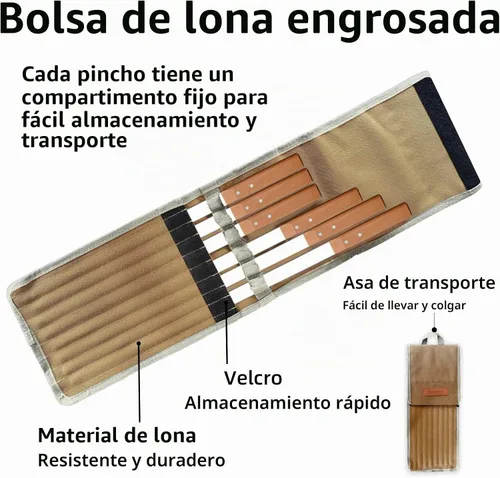 Vista 3 de Kabob - Brochetas de 23 pulgadas de largo, 6/8 pulgadas de ancho de acero inoxidable resistente con mango de madera, perfectas para Koobideh Kebab
