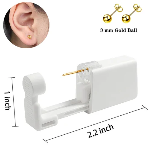 Vista 4 de Kit de piercing de oreja desechable con aretes de circonita de varios tamaños, kit fácil de perforar la oreja para su propio uso en casa