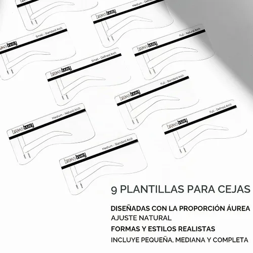 Vista 8 de Brows by Bossy Kit de Plantillas de Sello de Cejas de Doble Color con 9 Plantillas de Cejas Reutilizables para Kit de Moldeado y Estampado