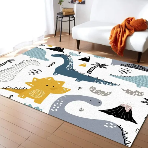 Vista 22 de Alfombra de área con diseño de dibujos animados en acuarela, estilo bohemio de mediados de siglo, con diseño de hojas de palmera tropicales, suave