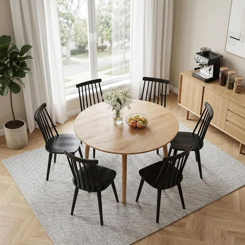 Vista 9 de DUHOME Juego de 2 Sillas de Comedor de Madera Silla de Comedor Husillo Negro Lateral Cocina Habitación Sillas de Granja Campestre Negro