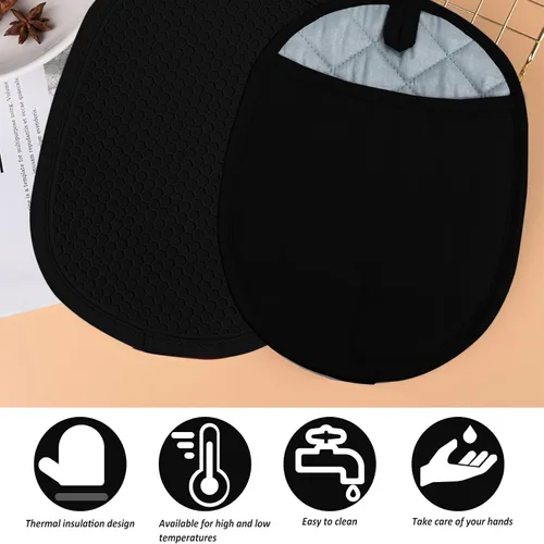 Vista 4 de Juego de 2 soportes de silicona para ollas con bolsillos, antideslizantes, acanalados, para cocina, almohadillas calientes resistentes al calor y al