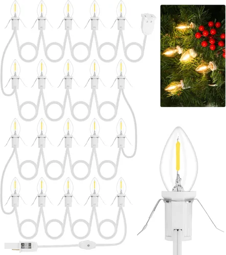 Vista 15 de Paquete de 1 cable de accesorio con 3 bombillas LED y toma de corriente de luz de pueblo de Navidad, cable de luz de molde de soplado de 7.4 pies