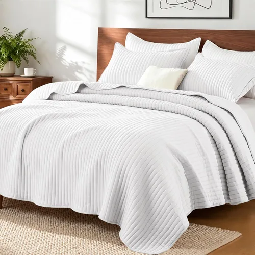 Vista 10 de Exclusivo Mezcla Juego de ropa de cama de edredón acolchado a rayas beige