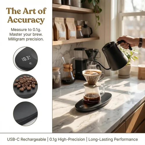 Vista 7 de Báscula de té digital 0.004 oz - Scal de café portátil recargable 500g/0.1g Precision USB-C Rechargeable Pocket-Sized Digital LCD Display
