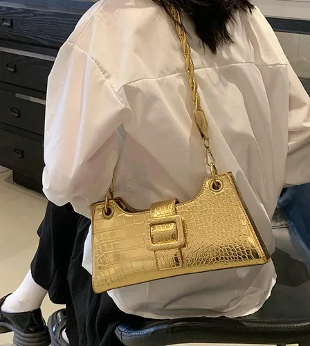 Vista 3 de Bolso plateado para mujer, bolsos cruzados, bolsos de noche Y2K, bolsos hobo, bolsos de hombro, bolsa de mano para mujer 2023