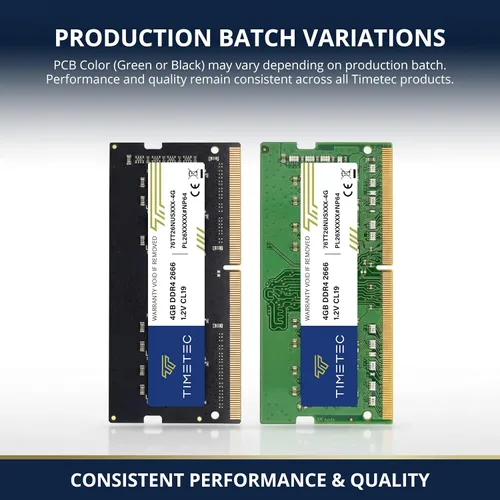 Vista 2 de Timetec 4GB DDR4 2666MHz (PC4-2666V) PC4-21300 SODIMM Laptop RAM - Módulo de memoria sin búfer de 260 pines 1.2V CL19 sin ECC para computadora