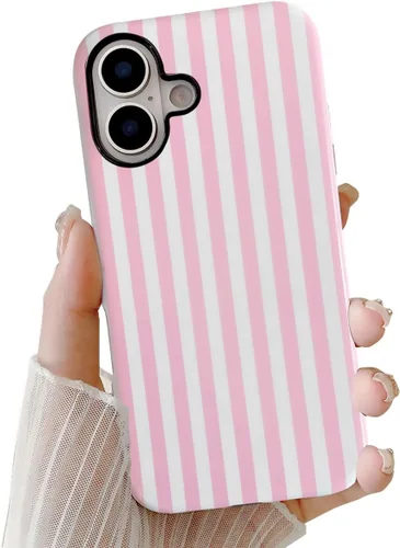 Vista 19 de Compatible con iPhone SE /8/7, diseño de patrón estético a rayas, resistente a los arañazos, funda protectora híbrida de 2 capas a prueba de golpes
