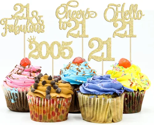 Vista 42 de Gyufise Paquete de 24 adornos negros para cupcakes de 10.º cumpleaños con purpurina negra 10 Ten Hello 10 Dights dobles desde 2015 para decoraciones