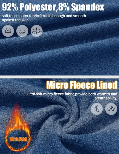 Vista 14 de MAGCOMSEN Sudadera de golf de manga larga con forro polar para hombre, con cremallera de 1/4, térmica, para correr