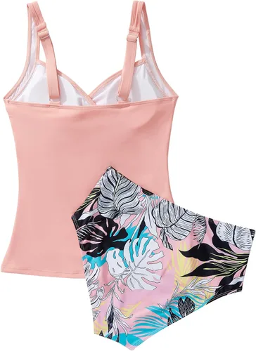 Vista 28 de SUUKSESS Traje de baño tankini sexy con efecto de realce y control de abdomen para mujer