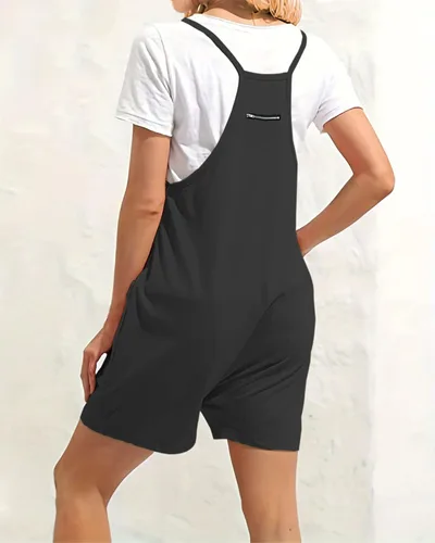 Vista 3 de DOGECOIN Mono de moda para mujer, overol de verano con tirantes sueltos, pantalones cortos con bolsillos