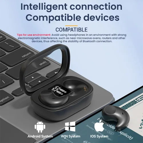 Vista 2 de Piluyaa Auriculares para dormir con Bluetooth en el oído, auriculares ligeros, mini tapones invisibles para los oídos, diseño pequeño para personas