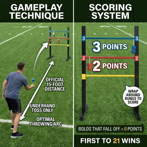Vista 3 de Bolaball Wooden Ladder Toss Game Set with Carry Bag for Indoor & Outdoor Family Lawn