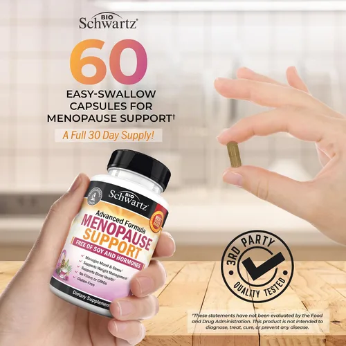 Vista 6 de Apoyo a la menopausia herbaria para mujeres, apoya el estado de ánimo saludable y el equilibrio con cardo mariano Chasteberry Black Cohosh Red