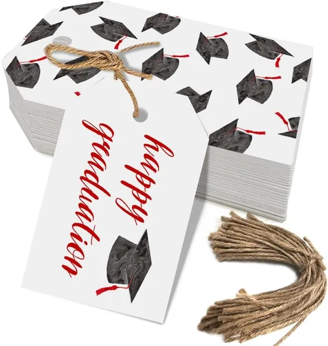 Vista 17 de 50 etiquetas de regalo de graduación, regalos de fiesta de graduación de felicitaciones para escuela secundaria o feliz universidad suministros