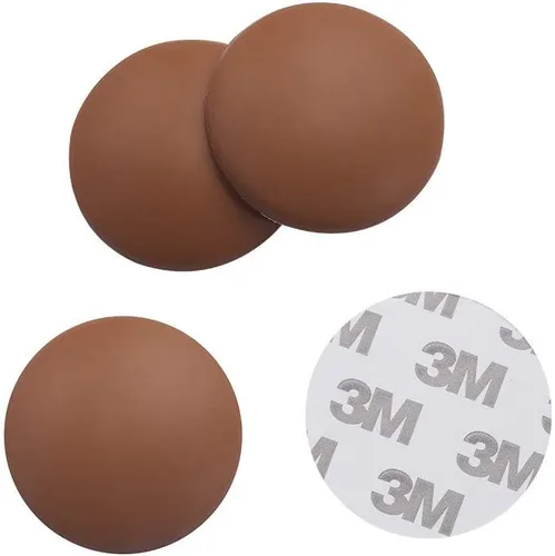 Vista 10 de MroMax Protectores de pared de 1.57 pulgadas de diámetro, autoadhesivos, para manija de puerta, tope de silicona, color marrón, 1 unidad Café