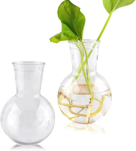 Vista 8 de Molde de resina epoxi de silicona hidropónica al por mayor Marco redondo Diseño nórdico Florero Planta Florero Molde de hormigón con botellas