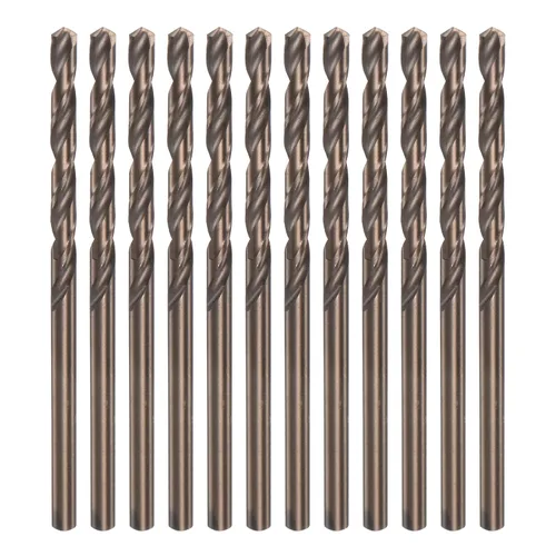 Vista 10 de HARFINGTON 12 brocas de cobalto, 0.083 in M35 de acero de alta velocidad métricas de vástago recto, brocas Jobber para metal duro, acero inoxidable
