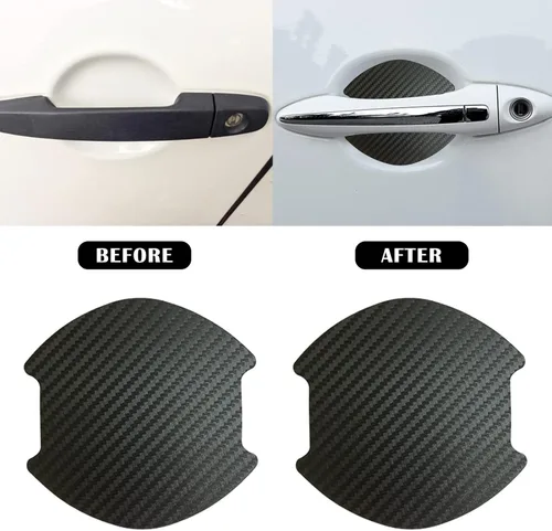 Vista 3 de kingsea 4 protectores de arañazos para manija de puerta de automóvil, textura magnética extraíble de fibra de carbono 3D, textura de fibra