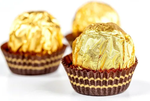 Vista 3 de 100 envoltorios de papel de aluminio para dulces, 4 x 4 pulgadas, cuadrados de papel de aluminio para dulces, chocolate, pasteles (dorado)