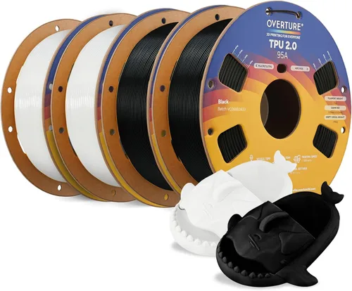Vista 32 de OVERTURE - Filamento de TPU de 1/16 pulgadas, rollo flexible de poliuretano termoplástico, impresora 3D suave, 95A, carrete de 2.2 libras, precisión