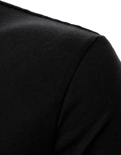 Vista 4 de OYOANGLE Polo casual de manga larga para hombre, con cremallera, a rayas, ajuste regular